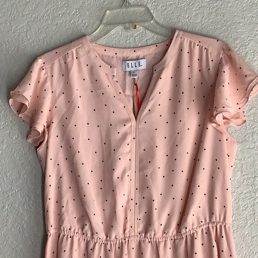 Elle Pink Flutter Sleeve V-Neck Sundress - Picture 2 of 7